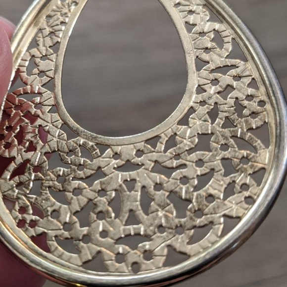 Gold Teardrop Cutout Earrings - Picture 2 of 3